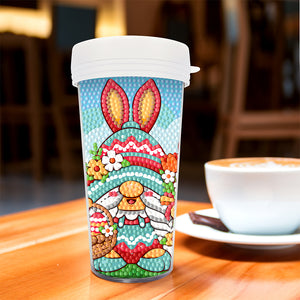 Easter 470ML Travel Diamond Painting Art Cup BPA Free With Lid (Flower Gnome)