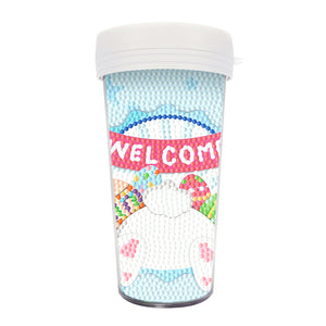 Easter 470ML Travel Diamond Painting Art Cup BPA Free With Lid (Rabbit Bottom)