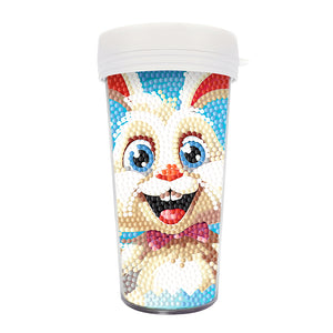 Easter 470ML Travel Diamond Painting Art Cup BPA Free With Lid (Cute Rabbit)