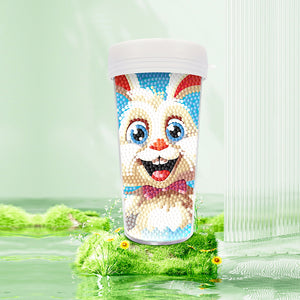 Easter 470ML Travel Diamond Painting Art Cup BPA Free With Lid (Cute Rabbit)