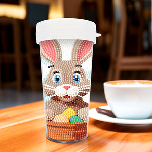 Easter 470ML Travel Home Diamond Painting Art Cup BPA Free With Lid (Rabbit Egg)