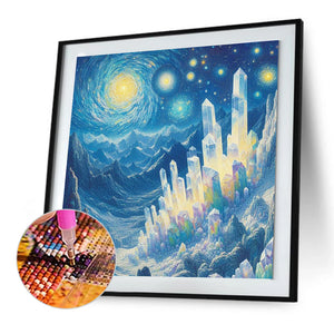 Crystal Mountain Under The Moon 30*30CM (canvas) Full Round Drill Diamond Painting