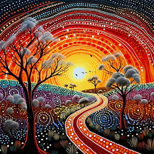 Road Under Sunset 30*30CM (canvas) Full Round Drill Diamond Painting