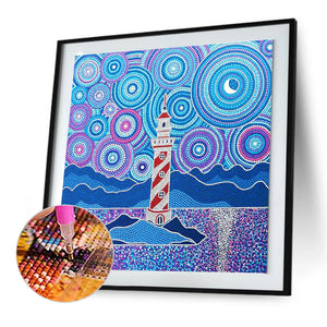 Island Lighthouse 30*30CM (canvas) Full Round Drill Diamond Painting