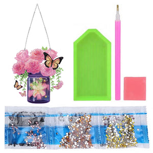 Glow Butterfly Vase 5D DIY Diamond Painting Dots Pendant Office Decor KJ096)