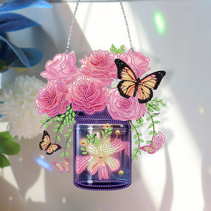 Glow Butterfly Vase 5D DIY Diamond Painting Dots Pendant Office Decor KJ096)