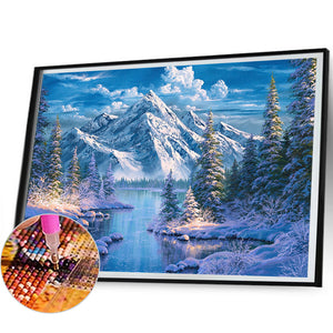 Woods Snow Mountain 50*40CM (canvas) Full Square Drill Diamond Painting