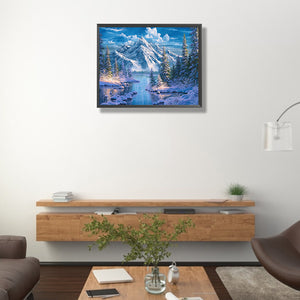 Woods Snow Mountain 50*40CM (canvas) Full Square Drill Diamond Painting