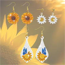 Load image into Gallery viewer, 3 Pairs Double Sided Sunflower Butterfly Diamond Painting DIY Earring Making Kit
