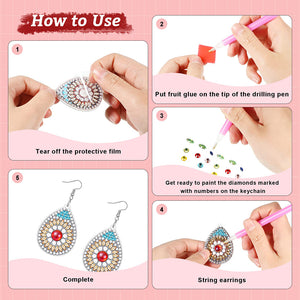 4 Pairs Double Sided Holiday Diamond Art Earrings for Women Girls (Earrings 1)