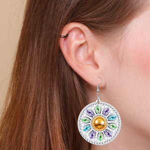 4 Pairs Double Sided Holiday Diamond Art Earrings for Women Girls (Earrings 1)