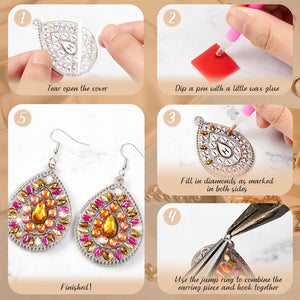 4 Pairs Double Sided Holiday Diamond Art Earrings for Women Girls (Earrings 2)