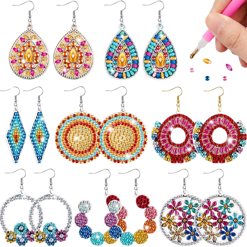 8 Pairs Double Sided Diamond Painting DIY Earring Making Kit for Women Girls