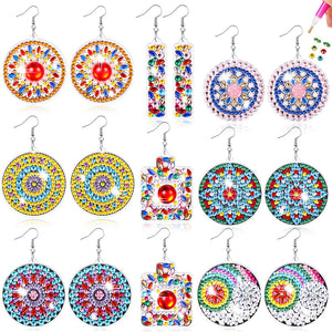 8 Pairs Double Sided Diamond Painting DIY Earring Making Kit for Women Girls