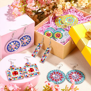 8 Pairs Double Sided Diamond Painting DIY Earring Making Kit for Women Girls