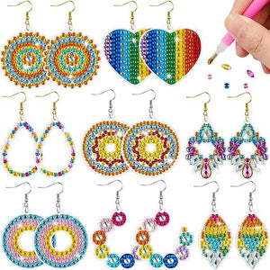 8 Pairs Double Sided Diamond Painting DIY Earring Making Kit for Women Girls