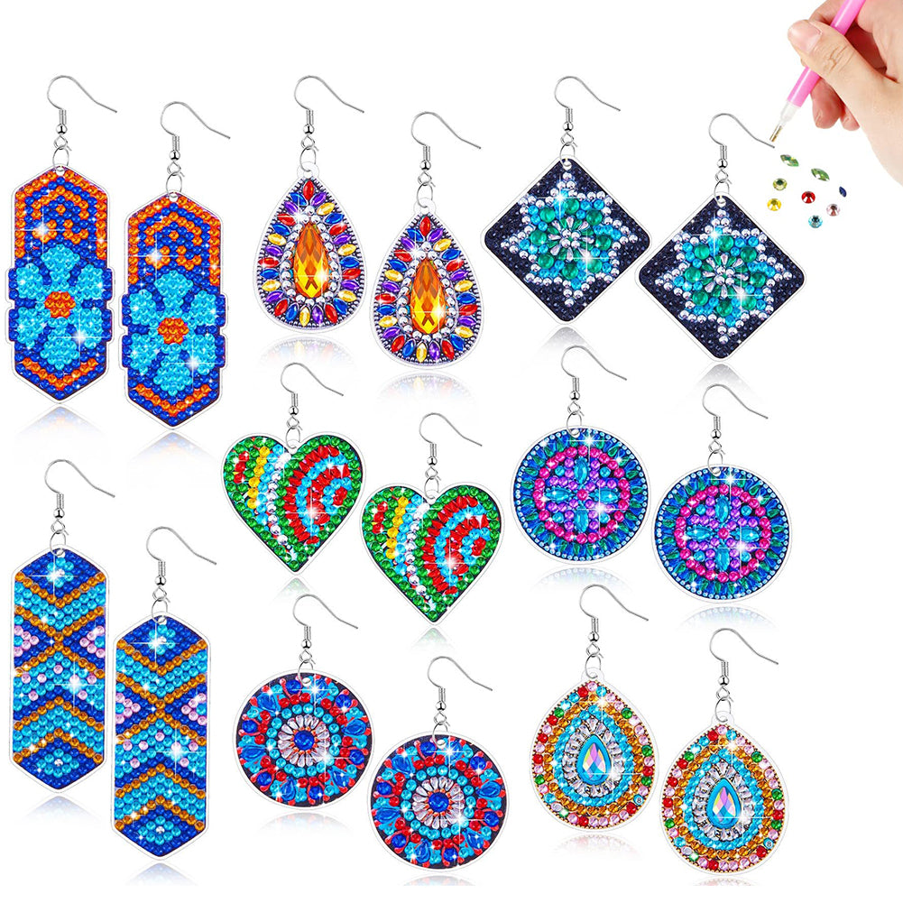 8 Pairs Double Sided Diamond Painting DIY Earring Making Kit for Women Girls