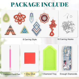 8 Pairs Double Sided Diamond Painting DIY Earring Making Kit for Women Girls