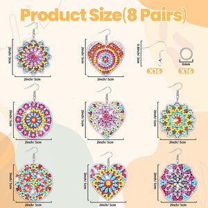 8 Pairs Double Sided Diamond Painting DIY Earring Making Kit for Women Girls