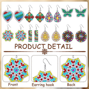 8 Pairs Double Sided Diamond Painting DIY Earring Making Kit for Women Girls