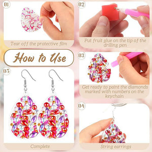 10 Pairs Double Sided Diamond Painting Earrings Gift for Women Girls (Style 1)