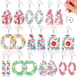 10 Pairs Double Sided Diamond Painting Earrings Gift for Women Girls (Style 1)