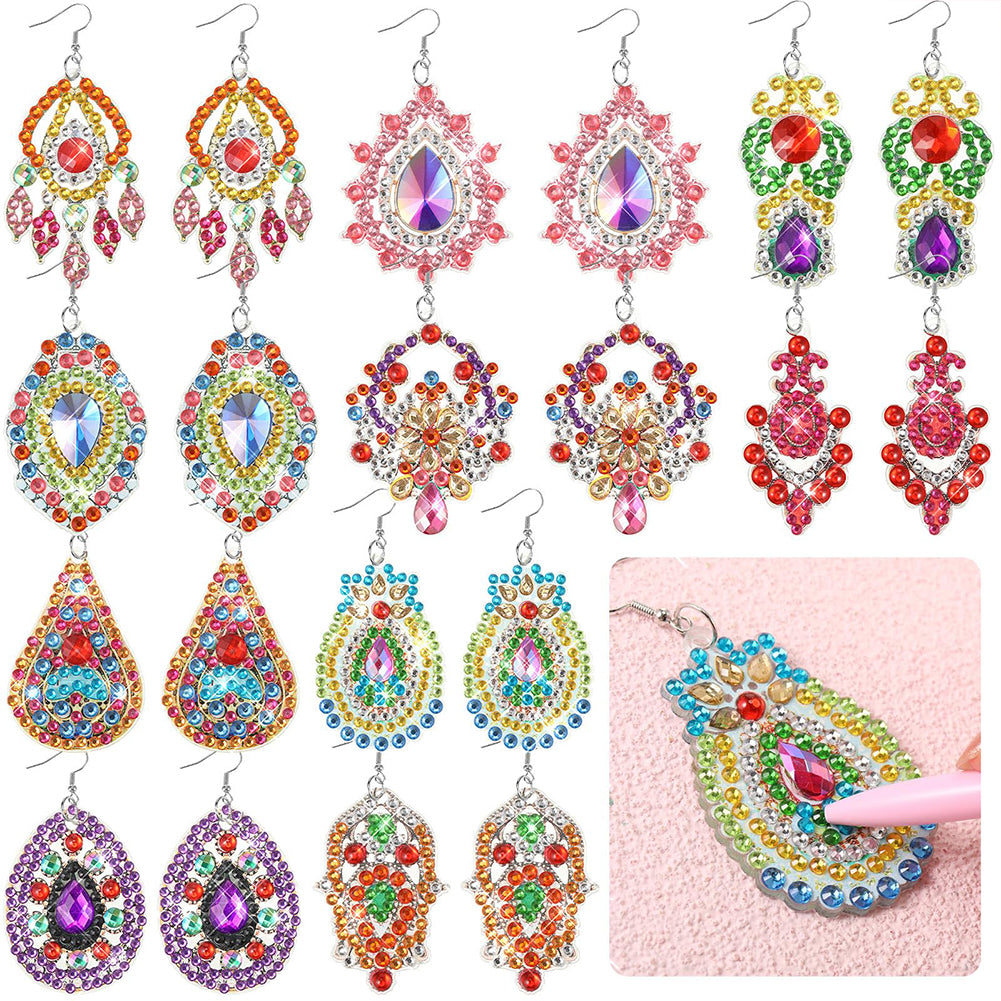 10 Pairs Double Sided Diamond Painting Earrings Gift for Women Girls (Style 4)