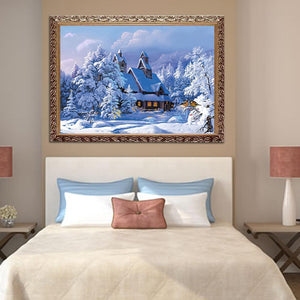 Snow Hut 40x30cm(canvas) partial round drill diamond painting