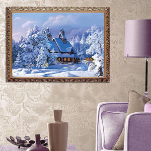Snow Hut 40x30cm(canvas) partial round drill diamond painting