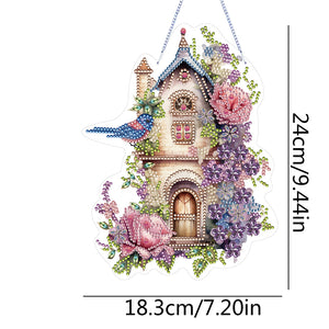 Acrylic Single Side Flower Birdcage Diamond Painting Hanging Pendant (GJ493)