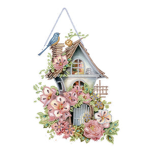 Acrylic Single Side Flower Birdcage Diamond Painting Hanging Pendant (GJ494)