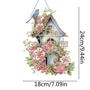 Acrylic Single Side Flower Birdcage Diamond Painting Hanging Pendant (GJ494)