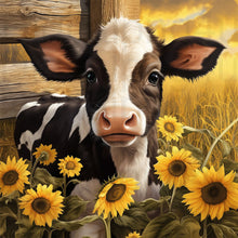 Load image into Gallery viewer, Sunflower Cow 30*30CM (canvas) Full Round Drill Diamond Painting
