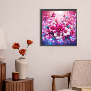 Flower Cluster Butterfly 30*30CM (canvas) Full Round Drill Diamond Painting