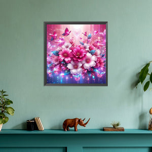Flower Cluster Butterfly 30*30CM (canvas) Full Round Drill Diamond Painting