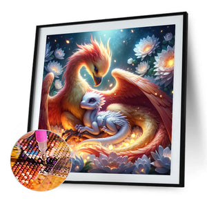 Phoenix And Dragon 40*40CM (canvas) Full Round Drill Diamond Painting