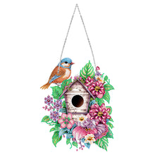 Load image into Gallery viewer, Single Side 5D Diamond Painting Dots Pendant Wall Decor (Flower Bird Cage KJ091)
