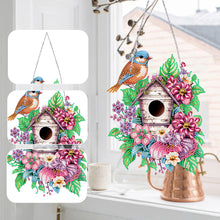 Load image into Gallery viewer, Single Side 5D Diamond Painting Dots Pendant Wall Decor (Flower Bird Cage KJ091)
