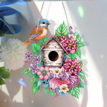 Load image into Gallery viewer, Single Side 5D Diamond Painting Dots Pendant Wall Decor (Flower Bird Cage KJ091)
