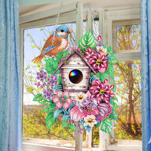 Load image into Gallery viewer, Single Side 5D Diamond Painting Dots Pendant Wall Decor (Flower Bird Cage KJ091)
