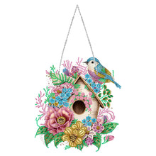 Load image into Gallery viewer, Single Side 5D Diamond Painting Dots Pendant Wall Decor (Flower Bird Cage KJ092)
