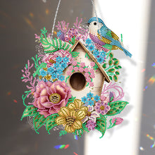 Load image into Gallery viewer, Single Side 5D Diamond Painting Dots Pendant Wall Decor (Flower Bird Cage KJ092)
