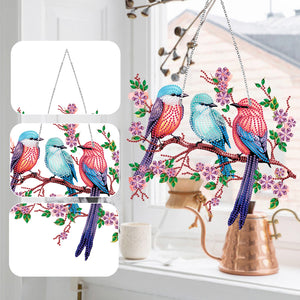 Single Side Diamond Painting Dot Pendant Office Wall Decor (Bird on a Branch)