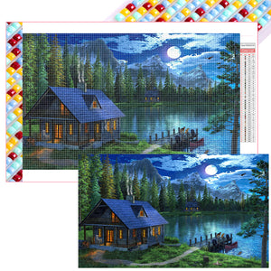 Lake House 50*30CM (canvas) Full Square Drill Diamond Painting
