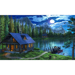 Lake House 50*30CM (canvas) Full Square Drill Diamond Painting