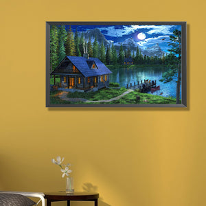 Lake House 50*30CM (canvas) Full Square Drill Diamond Painting