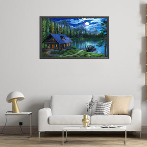 Lake House 50*30CM (canvas) Full Square Drill Diamond Painting