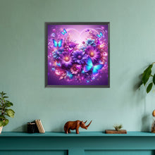 Load image into Gallery viewer, Purple Butterfly Flower 30*30CM (canvas) Full Round Drill Diamond Painting
