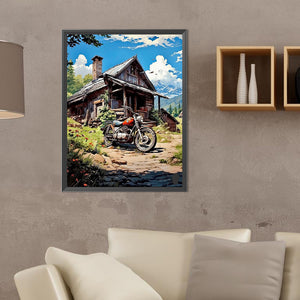 House Motorcycle 30*40CM (canvas) Full Round Drill Diamond Painting