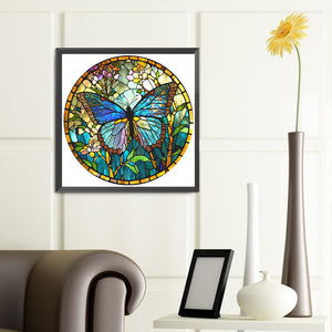 Glass Painting Butterfly 40*40CM (canvas) Full Round Drill Diamond Painting